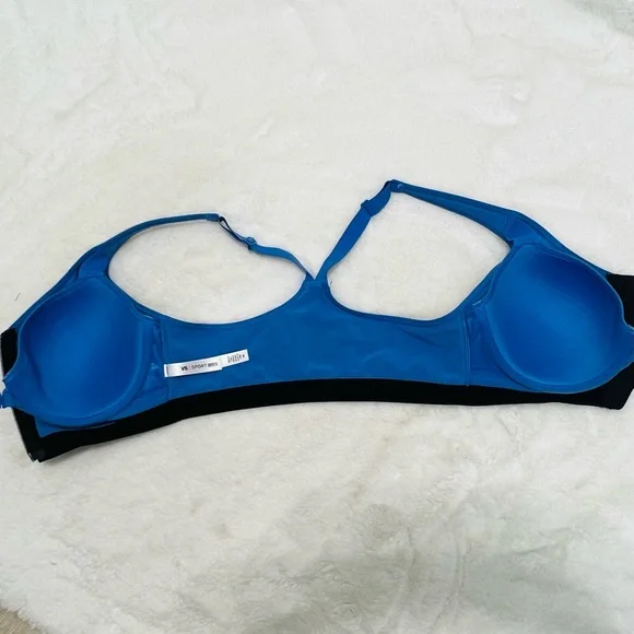 VICTORA’S SECRET X SPORT Blue Black Racerback Underwire Zip Front Sports… - Picture 14 of 14